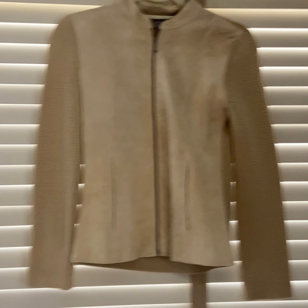 Suede front sweater